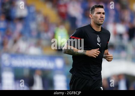 Luigi Ferraris Stadium, Genua, Italien, 23. August 2021, Alessio Romagnoli (AC Mailand) in Aktion während des Warm-Up vor dem Spiel während der UC Sampdor Stockfoto