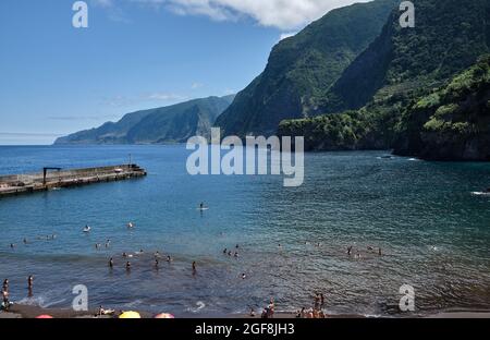 Seixal Beach, Nordseite der Insel Madeira Stockfoto