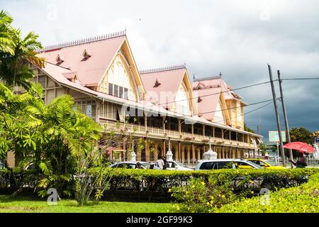 GEORGETOWN, GUYANA - 10. AUGUST 2015: Gebäude des Obersten Gerichtshofs in Georgetown, der Hauptstadt Guyanas. Stockfoto