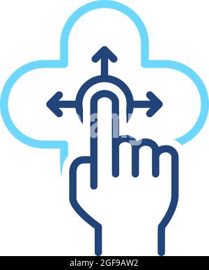 Handbewegung mit Symbol für unterschiedliche Wischseiten. Einfaches Social-Media-Design-Konzept. Stock Vektor