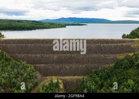 Kenny Dam und der Nechako Reservoir, im Norden von British Columbia. Stockfoto