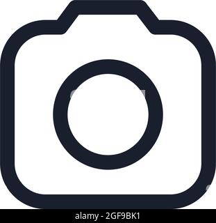 Kiew, Ukraine - 1. August 2021: Schwarze Linie der Fotokamera. Beliebtes instagram-Medienelement. Fotografie, Snapshot-Symbol Stock Vektor