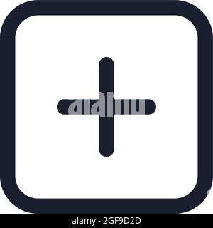 Kiew, Ukraine - 1. August 2021: Neues Content-Symbol mit schwarzer Linie hinzufügen. Beliebtes instagram-Medienelement. Folgen Sie außerdem dem Symbol Stock Vektor