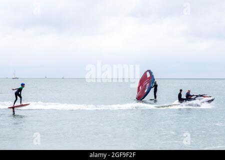 British Kitesurf Freestyle Campionships Weekend, Ramsgate, 21. Und 22. August 2021. Stockfoto