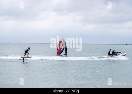 British Kitesurf Freestyle Campionships Weekend, Ramsgate, 21. Und 22. August 2021. Stockfoto