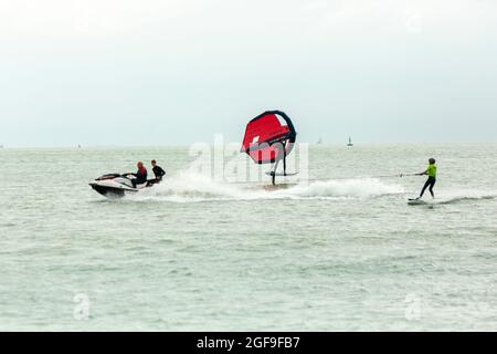 British Kitesurf Freestyle Campionships Weekend, Ramsgate, 21. Und 22. August 2021. Stockfoto