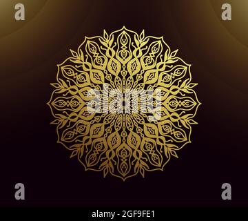 Mandala goldenen Gradienten Kreis, Vektor Mandala mit Gold Tribal Ornament. Isoliert. Helle und luxuriöse Farben Stock Vektor