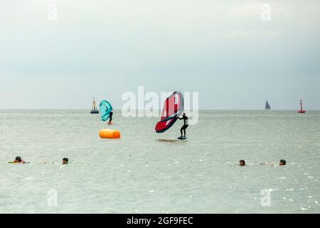 British Kitesurf Freestyle Campionships Weekend, Ramsgate, 21. Und 22. August 2021. Stockfoto