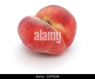 Flacher Pfirsich, Donut-Pfirsich, saturn-Pfirsich Stockfoto