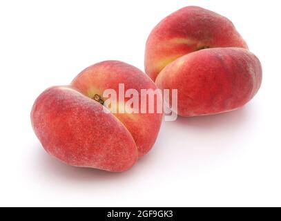Flacher Pfirsich, Donut-Pfirsich, saturn-Pfirsich Stockfoto