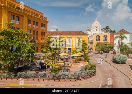 CARTAGENA DE INDIAS, KOLUMBIEN - 28. AUG 2015: Plaza Santa Teresa im Zentrum von Cartagena. Stockfoto