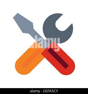 Werkzeuge Vektor-Symbol Ausrüstung Symbol Reparatur Konstruktion Illustration. Arbeitswerkzeuge Instrument Service Zeichen Ingenieur Hardware Mechaniker. Industrie-Kit diy Stock Vektor