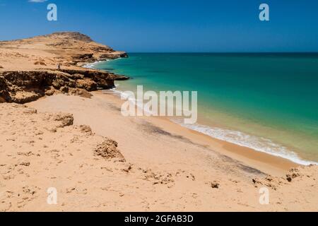 Küste der Halbinsel La Guajira in Kolumbien. Strand Playa del Pilon. Stockfoto