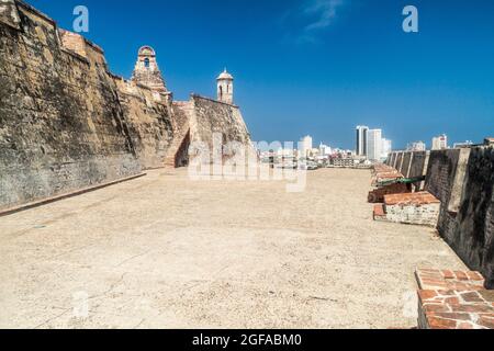 Schloss Castillo de San Felipe de Barajas in Cartagena de Indias, Kolumbien. Stockfoto