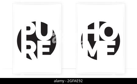 Reines Zuhause, Vektor. Wording-Design, Schriftzug. Modernes skandinavisches minimalistisches Wanddesign. Zweiteilig im Poster-Design. Motivierender, inspirierender li Stock Vektor