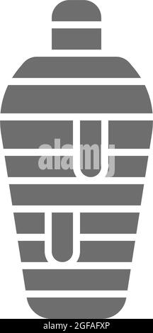 Graue Ikone der altägyptischen Mumie. Isoliert auf weißem Hintergrund Stock Vektor