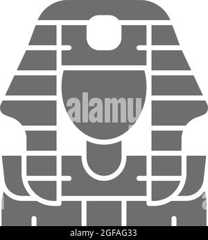 Ägyptische Pharaonen-Maske, graues Tutanchamun-Symbol. Isoliert auf weißem Hintergrund Stock Vektor