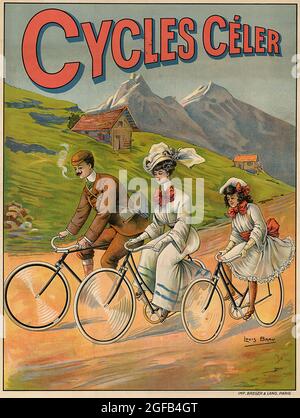 Klicken Sie auf Vintage Französisch Fahrrad Poster - Cycles Céler, 1910er Stockfoto