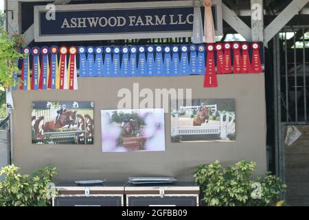 Farbbänder für Shows und Veranstaltungen im Kentucky Horse Park. Stockfoto