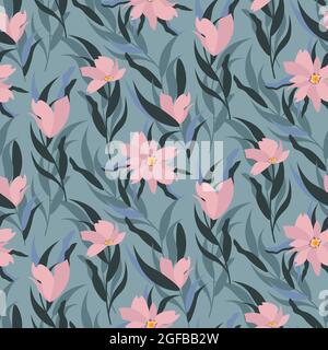 Muster mit rosa Blüten. Elegantes, stilvolles und modisches Design. Stock Vektor