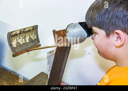 Alabama, Pike County, Troy, Pioneer Museum von Alabama, Geschichte, Region, Bildung, Vergangenheit, südliches Leben, neu ersteres Dorf, Artefakte, Jungen, männliche Kinder, ch Stockfoto