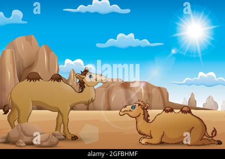 Cartoon Kamele leben in der Wüste Stock Vektor