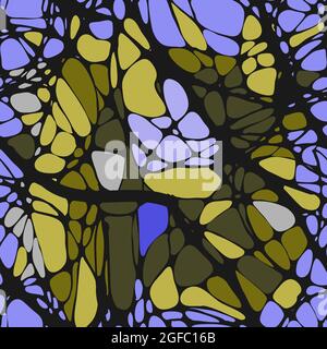 Nahtloses Muster mit abstrakten Mustern, Linien. Neurografiken. Schwarze Linien auf einem abstrakten mehrfarbigen Hintergrund. Vektorgrafik Stock Vektor