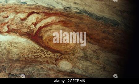 Jupiter Gas Giant Largest Planet Eye of Jupiter Swirls Exploration hochauflösendes Bild 3d-Illustration Rendern Stockfoto