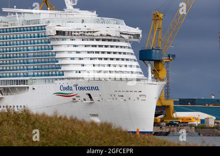 Costa Toscana wird am 21. August 2021 auf der Werft Meyer Turku gebaut. Stockfoto