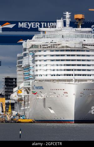 Costa Toscana wird am 21. August 2021 auf der Werft Meyer Turku gebaut. Stockfoto