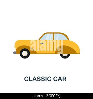 Oldtimer-Symbol. Flaches Schilderelement aus der Transportsammlung. Creative Classic Car Icon für Web-Design, Vorlagen, Infografiken und mehr Stock Vektor