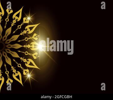 Luxus kreisförmigen Muster Mandala Hintergrund. Mandala mit Blumendruck und dunklem Hintergrund, für Yoga, traditionelle dekorative Fliesenvorlagen, Textilien A Stock Vektor