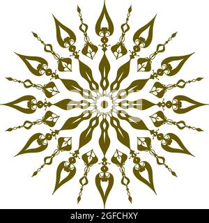 Green Mandala Ornament Vektor, Mandala kreisförmiges Muster Design für Henna, Mehndi, Tattoo, Dekoration. Dekoratives Ornament im orientalischen Ethno-Stil. Stock Vektor