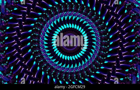 Moderne und futuristische abstrakte digitale Neon Hintergrund Kaleidoskop Muster ideal für Technologie. Stockfoto