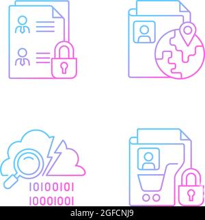 Halten Sie die Einstellung der linearen Vektor-Symbole für den Verlauf der Informationssicherheit aufrecht Stock Vektor