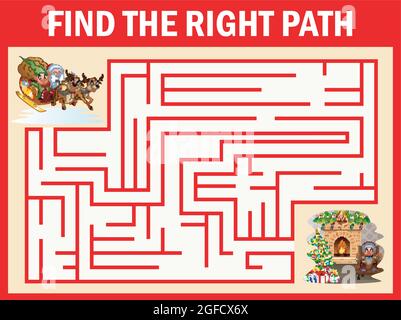 Maze santa claus Spiele finden ihren Weg zum Kamin Stock Vektor