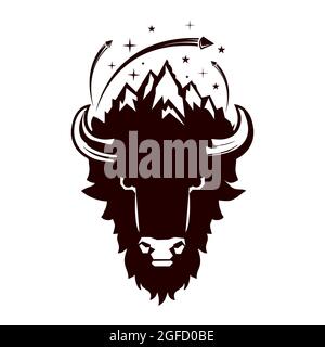 Kraftvolle Erstellung von Wild Bull Büffel Bison Vektor-Logo-Illustrationen Stock Vektor