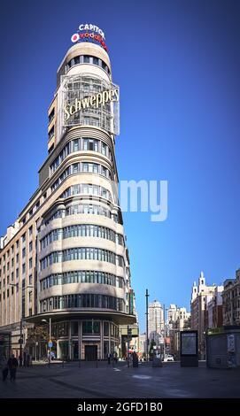 Madrid, Spanien. April 2021. Aas- oder Kapitolgebäude Stockfoto