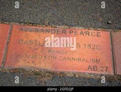 Der Convict Brick Trail in Cambell Town, Tasmanien, Australien. Der Trail erinnert an die etwa 75,000 Sträflinge, die von England nach T transportiert wurden Stockfoto