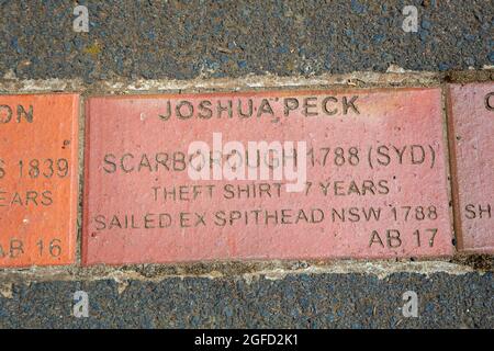 Der Convict Brick Trail in Cambell Town, Tasmanien, Australien. Der Trail erinnert an die etwa 75,000 Sträflinge, die von England nach T transportiert wurden Stockfoto