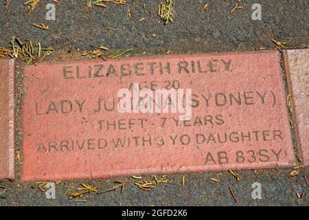 Der Convict Brick Trail in Cambell Town, Tasmanien, Australien. Der Trail erinnert an die etwa 75,000 Sträflinge, die von England nach T transportiert wurden Stockfoto