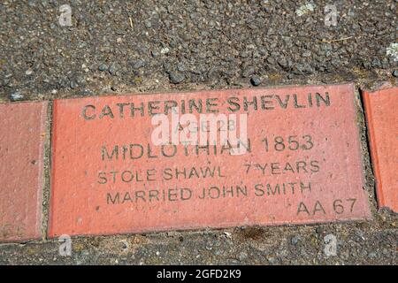 Der Convict Brick Trail in Cambell Town, Tasmanien, Australien. Der Trail erinnert an die etwa 75,000 Sträflinge, die von England nach T transportiert wurden Stockfoto