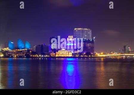 Blick auf den Saigon Fluss in der Nähe des Hafens von Nha Rong Stockfoto