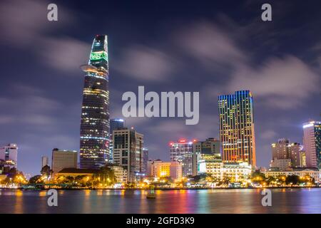 Ho-Chi-Minh-Stadt-Nachtszene Stockfoto