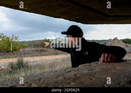 Die israelische libanesische Grenze von der israelischen Seite Stockfoto