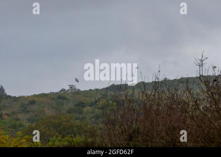 Die israelische libanesische Grenze von der israelischen Seite Stockfoto