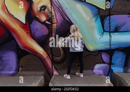 Graffiti auf der Trennwand der israelisch-libanesischen Grenze von der israelischen Seite Stockfoto