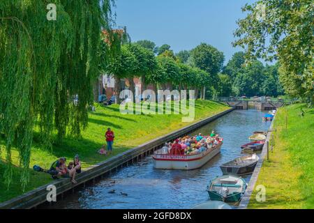 Herzog´s Friedrich Gründung von Friedrichstadt durch holländische Bauherren, einer kleinen Stadt mit Stadtkanälen in Nordfriesland, Schleswig-Holstein, Deutschland Stockfoto