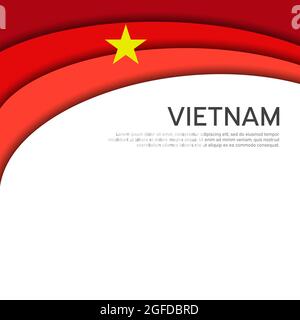 Abstrakt schwenkende vietnam-Flagge. Papierschnitt. Kreativer Hintergrund für die Gestaltung patriotischer vietnamesischer Weihnachtskarten. Nationales Plakat. Cover, Banner in Stock Vektor