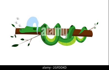 Cartoon Vektor-Illustration für Kinder, Schlangenkönigin, Krone und Mantel. Isoliert auf weißem Hintergrund Stock Vektor